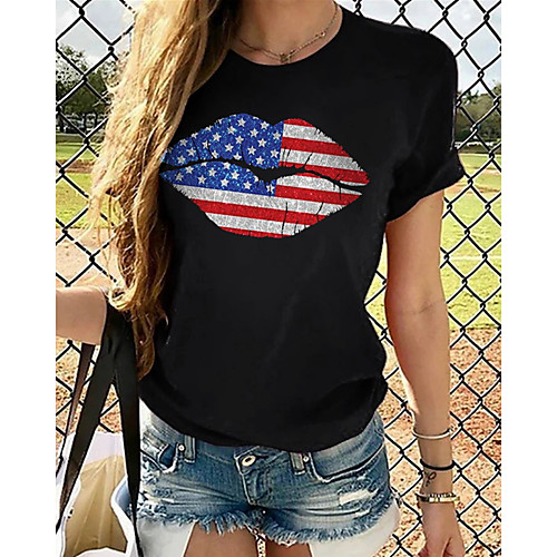 

Women's Plus Size Graphic National Flag Pleated Print Loose T-shirt Street chic Exaggerated Daily Going out Rainbow