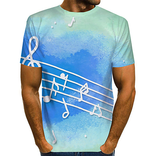 

Men's Plus Size Geometric 3D Print T-shirt Street chic Exaggerated Daily Going out Round Neck Rainbow / Short Sleeve