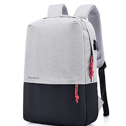 

Large Capacity Oxford Cloth Zipper Commuter Backpack Color Block Daily Black / Blue / Fuchsia