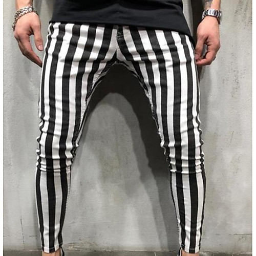 

Men's Basic Slim Chinos Pants - Striped White Black US34 / UK34 / EU42 / US36 / UK36 / EU44 / US38 / UK38 / EU46