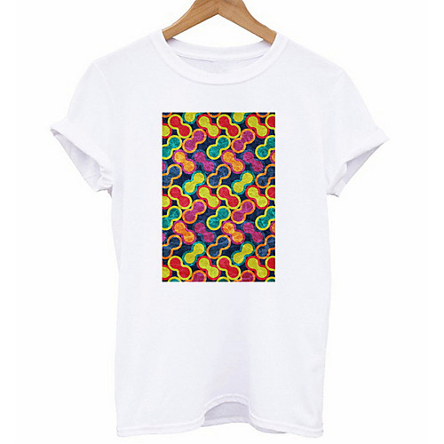 

Women's Geometric T-shirt Daily Going out Strap White