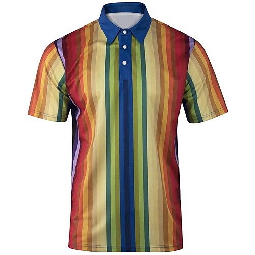 

Love wins Men's Daily Going out Basic / Elegant Polo - Striped / Color Block / 3D Rainbow