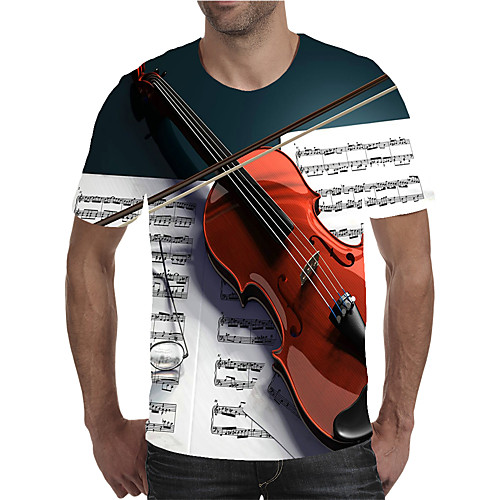 

Men's Plus Size Geometric Color Block Print T-shirt Street chic Exaggerated Holiday Going out Round Neck Rainbow / Short Sleeve