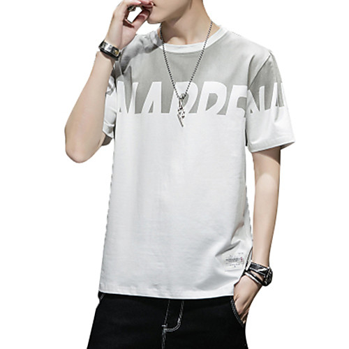 

Men's Graphic Solid Colored T-shirt - Cotton Daily Weekend Round Neck White / Blue / Blushing Pink / Gray / Short Sleeve / Letter