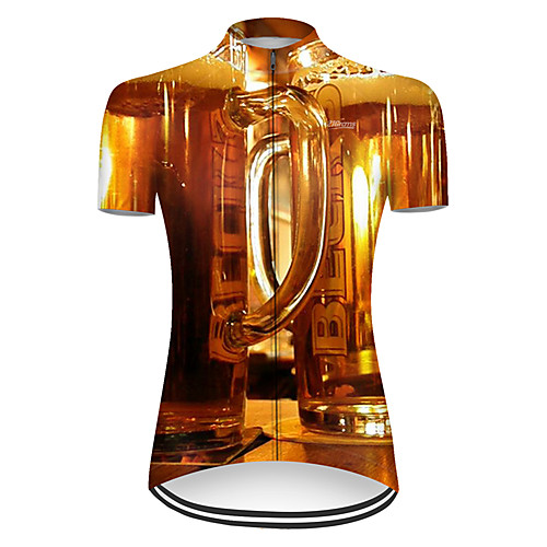

21Grams Women's Short Sleeve Cycling Jersey Champagne Oktoberfest Beer Bike Top Mountain Bike MTB Road Bike Cycling Breathable Sports Clothing Apparel / Micro-elastic