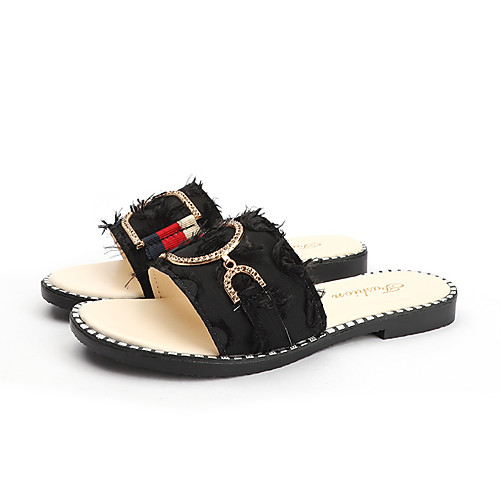 

Women's Sandals / Slippers & Flip-Flops Flat Sandal Summer Flat Heel Open Toe Casual Daily Canvas White / Black / Gray
