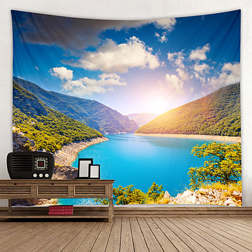 

Natural Lake Beauty Digital Printed Tapestry Decor Wall Art Tablecloths Bedspread Picnic Blanket Beach Throw Tapestries Colorful Bedroom Hall Dorm Living Room Hanging