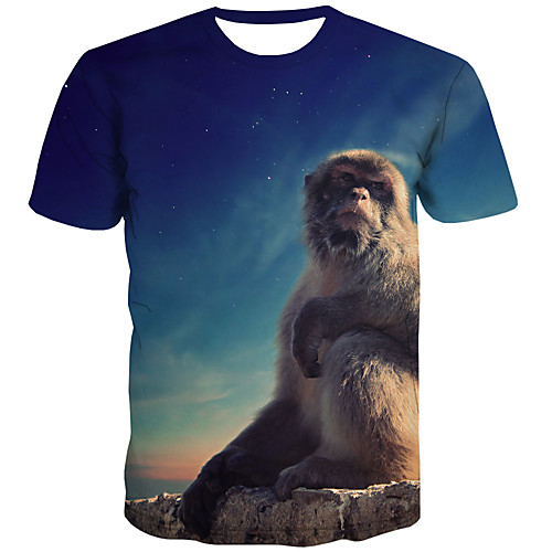 

Men's Plus Size 3D Print T-shirt Street chic Daily Round Neck Rainbow / Short Sleeve