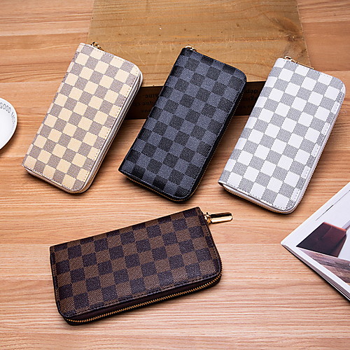 

Women's Zipper PU Clutch Color Block White / Black / Almond