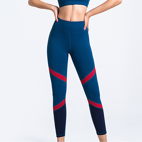 

Women's High Waist Yoga Pants Patchwork Black Blue Royal Blue Running Fitness Gym Workout Tights Leggings Sport Activewear Breathable Tummy Control Butt Lift Moisture Wicking High Elasticity Skinny