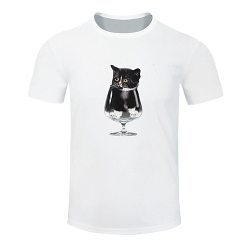 

Men's Short Sleeve Running Shirt Tee Tshirt Top Summer Cotton Moisture Wicking Breathable Soft Gym Workout Running Walking Jogging Sportswear Cat Plus Size White Black Light Purple Burgundy Royal