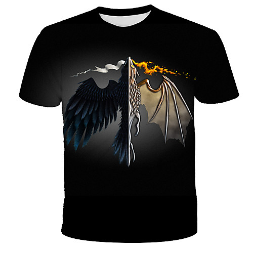 

Men's 3D Animal Wolf Print T-shirt Street chic Exaggerated Daily Holiday Round Neck Rainbow / Short Sleeve