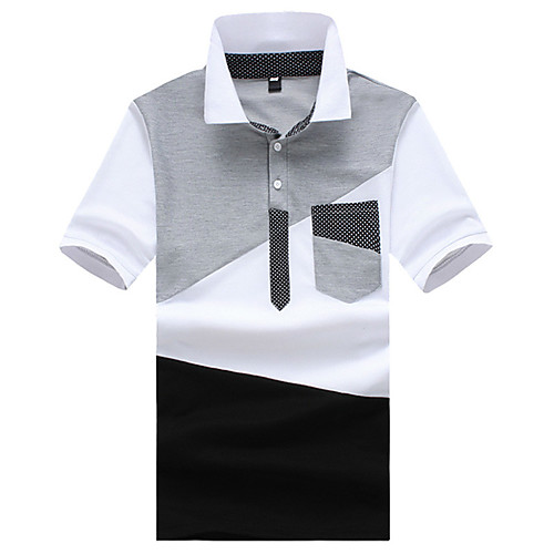

Men's Color Block Polo Basic Elegant Daily Work White / Black / Light gray
