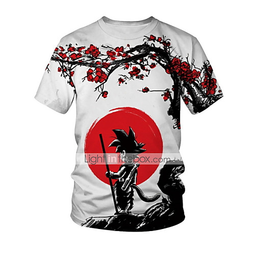 

Men's Geometric 3D T-shirt Daily Weekend Round Neck White / Short Sleeve
