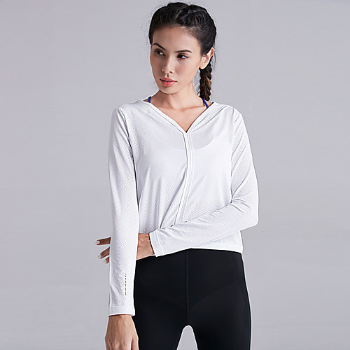 

Women's Yoga Top Solid Color GrayGreen White Grey Rose Red Elastane Running Fitness Gym Workout Tee / T-shirt Long Sleeve Sport Activewear Breathable Comfort Quick Dry Stretchy