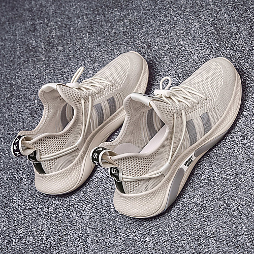 

Men's Summer Sporty / Casual Daily Outdoor Trainers / Athletic Shoes Walking Shoes Knit Breathable Non-slipping Wear Proof Black / Beige