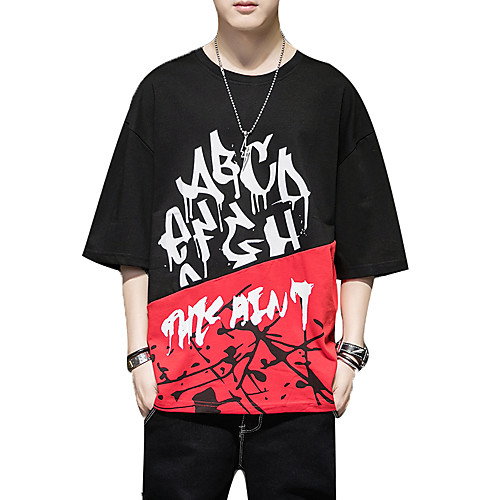 

Men's Graphic Solid Colored T-shirt - Cotton Daily Weekend Round Neck Purple / Red / Letter