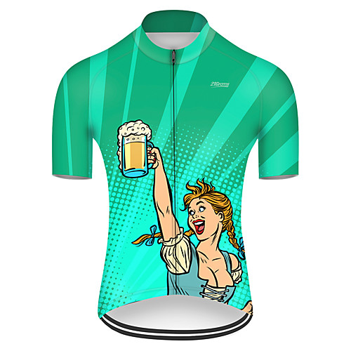 

21Grams Men's Short Sleeve Cycling Jersey Polyester Green / Yellow Polka Dot Gradient Oktoberfest Beer Bike Jersey Top Mountain Bike MTB Road Bike Cycling Breathable Quick Dry Ultraviolet Resistant