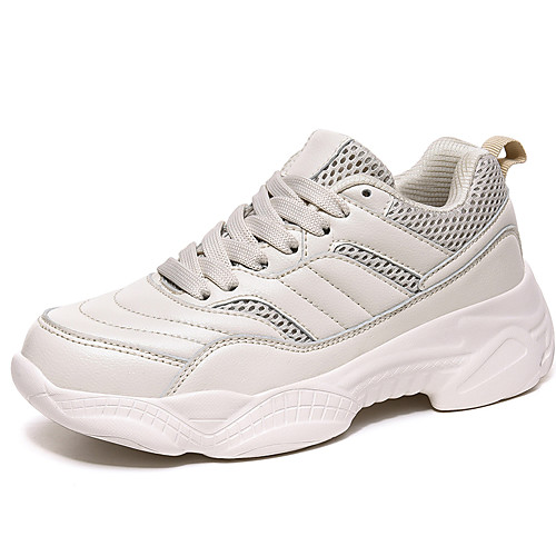 

Women's Trainers / Athletic Shoes Spring & Fall / Spring Flat Heel Round Toe Casual Daily Solid Colored Mesh / PU Walking Shoes White / Black / Beige