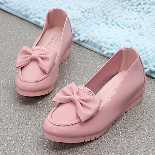

Women's Loafers & Slip-Ons Summer Wedge Heel Round Toe Daily PU White / Black / Pink
