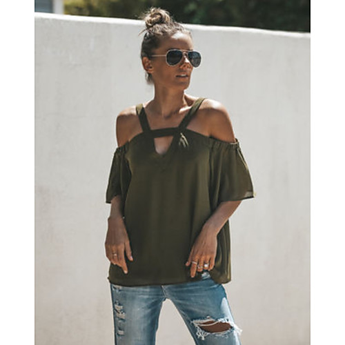 

Women's Solid Colored Camisole Daily Going out Strap Black / Blushing Pink / Green / Gray