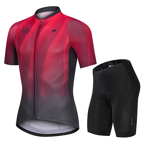 

Nuckily Men's Short Sleeve Cycling Jersey with Shorts Black / Red Gradient Bike Sports Gradient Road Bike Cycling Clothing Apparel