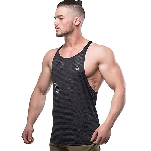 

Men's Mesh Cotton Running Tank Top Workout Tops Singlet Active Training Fitness Jogging Breathable Quick Dry Soft Sportswear Top Sleeveless Activewear Micro-elastic