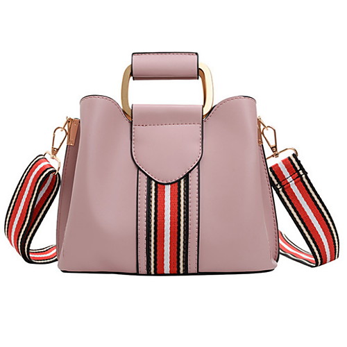 

Women's Zipper PU Top Handle Bag Color Block Black / Red / Blushing Pink