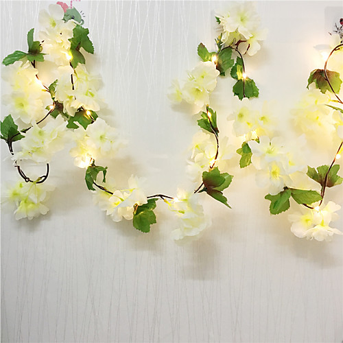 

1X 2M 20LEDs Artificial Cherry Blossoms Flower Led Fairy String Lights AA Battery Powered Wedding Valentine's Day Party Home Decor Garland Warm White Lighting (Come Without Battery)