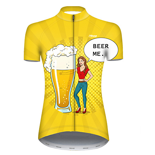 

21Grams Women's Short Sleeve Cycling Jersey Polyester Yellow Polka Dot Gradient Oktoberfest Beer Bike Jersey Top Mountain Bike MTB Road Bike Cycling Breathable Quick Dry Ultraviolet Resistant Sports