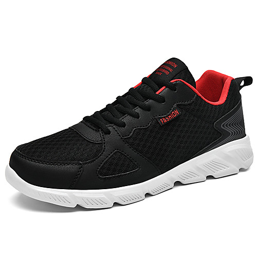

Men's Summer Sporty Athletic Trainers / Athletic Shoes Running Shoes Mesh / PU Non-slipping Black and White / Black / Gray