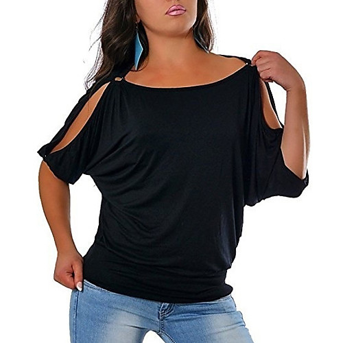 

Women's Solid Colored Cut Out T-shirt Daily White / Black / Blue / Purple / Blushing Pink / Brown