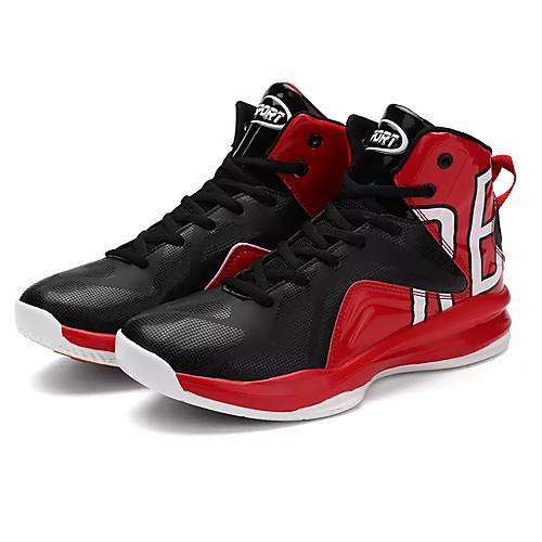 

Men's Summer Sporty Athletic Trainers / Athletic Shoes Basketball Shoes PU Non-slipping Black and White / Black / Red / Red