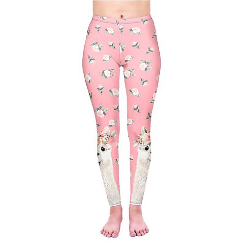 

Women's Yoga Pants 3D Print Pink Elastane Yoga Running Fitness Tights Leggings Sport Activewear Quick Dry Tummy Control Butt Lift Moisture Wicking High Elasticity Skinny