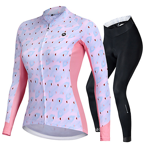 

Nuckily Women's Long Sleeve Cycling Jersey with Tights Pink Funny Bike Sports Funny Road Bike Cycling Clothing Apparel