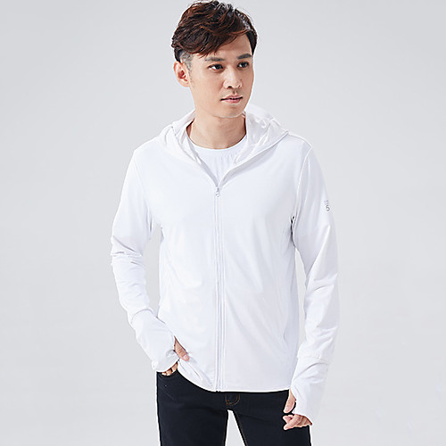 

Men's Hiking Skin Jacket Hiking Jacket Hiking Windbreaker Summer Outdoor Sunscreen Breathable Quick Dry Anti-Mosquito Jacket Top Elastane Single Slider Running Hunting Fishing White / Light Grey