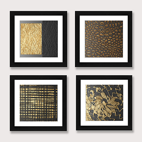 

Framed Art Print Framed Set 4 - Abstract Aureate Sofa Setting Wall Art Ready to Hangs
