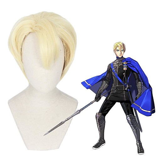 

Cosplay Wig Dimitri Fire Emblem: Three Houses Straight With Bangs Wig Short Blonde Synthetic Hair 12 inch Men's Anime Cosplay Exquisite Blonde