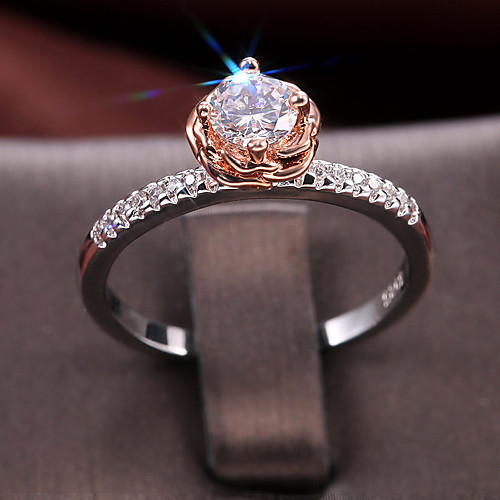 

Women's Ring Belle Ring AAA Cubic Zirconia 1pc White Copper Rose Gold Plated Silver-Plated Irregular Statement Luxury Party Evening Gift Jewelry Geometrical Wearable