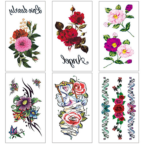 

6 pcs Temporary Tattoos Water Resistant / Waterproof / Mini Style / Safety Face / Body / Hand Water-Transfer Sticker Body Painting Colors