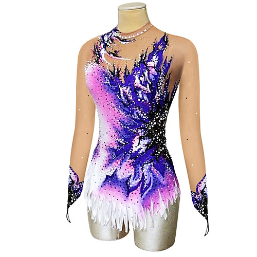 

21Grams Rhythmic Gymnastics Leotards Artistic Gymnastics Leotards Women's Girls' Kids Leotard Spandex High Elasticity Handmade Long Sleeve Competition Dance Rhythmic Gymnastics Artistic Gymnastics