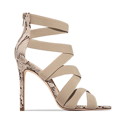 

Women's Heels 2020 Summer Stiletto Heel Peep Toe Classic Daily Snake Elastic Fabric Black / Beige