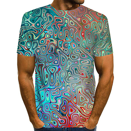

Men's Plus Size Geometric Print T-shirt Basic Street chic Daily Going out Round Neck Green / Short Sleeve