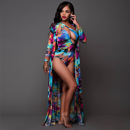 

Women's Basic Rainbow One-piece Swimwear Swimsuit - Abstract Print Breathable S M L Rainbow