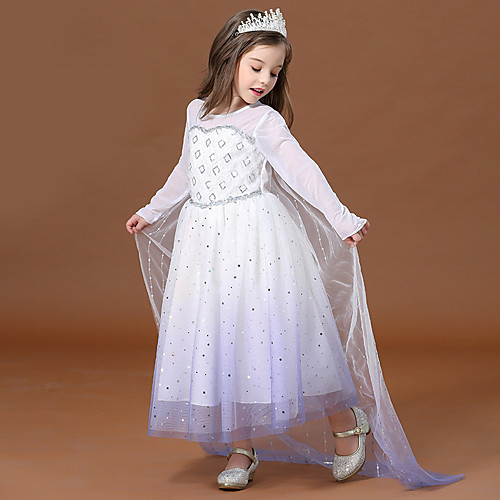 

Princess Elsa Dress Flower Girl Dress Girls' Movie Cosplay A-Line Slip White Dress Children's Day Masquerade Tulle Polyester