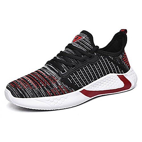 

Men's Spring Sporty Athletic Trainers / Athletic Shoes Running Shoes Elastic Fabric / Tissage Volant Non-slipping Black / Red / Black / Dark Blue Color Block