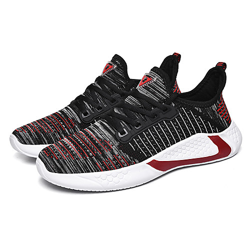 

Men's Spring Sporty Athletic Trainers / Athletic Shoes Running Shoes Elastic Fabric / Tissage Volant Non-slipping Black / Red / Black / Dark Blue Color Block