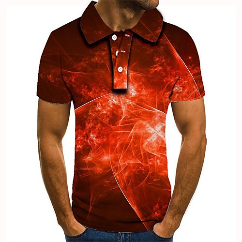 

Men's 3D Polo Basic Daily Shirt Collar Red / Short Sleeve
