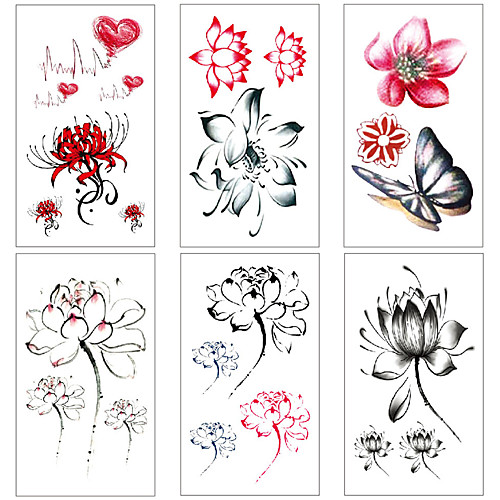 

6 pcs Temporary Tattoos Water Resistant / Waterproof / Mini Style / Safety Face / Body / Hand Water-Transfer Sticker Body Painting Colors