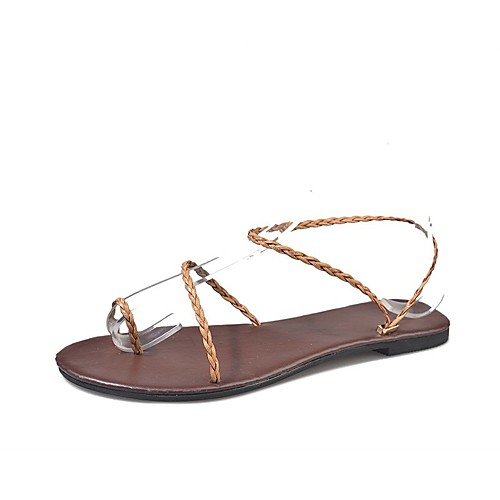 

Women's Sandals Flat Sandal 2020 Spring & Fall / Spring & Summer Flat Heel Open Toe Sexy Sweet Daily Outdoor PU White / Black / Brown